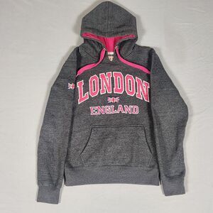 16Sixty London England Hoodie Women’s Small Gray Pink Pullover